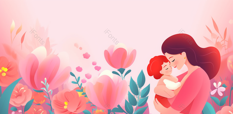 红唇卷发妈妈高清背景卡通风格母女人物插画背景图,插画/手绘图,插画/手绘图库,插画/手绘图下载,插画/手绘